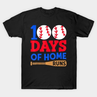 100 Days Of Home Runs Happy 100 Days Of School T-Shirt